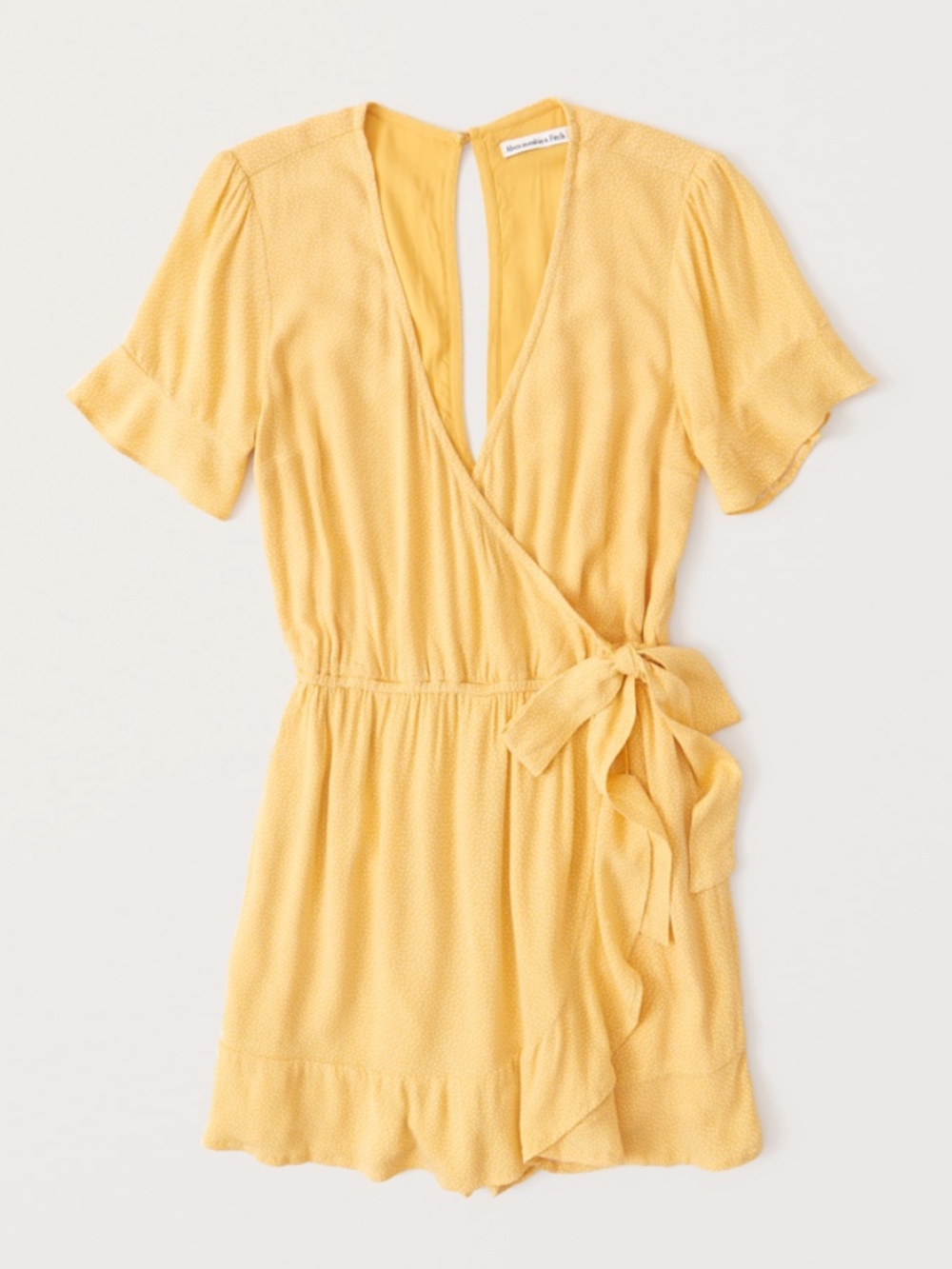 Abercrombie & Fitch Mustard Yellow Short Sleeve Wrap Romper